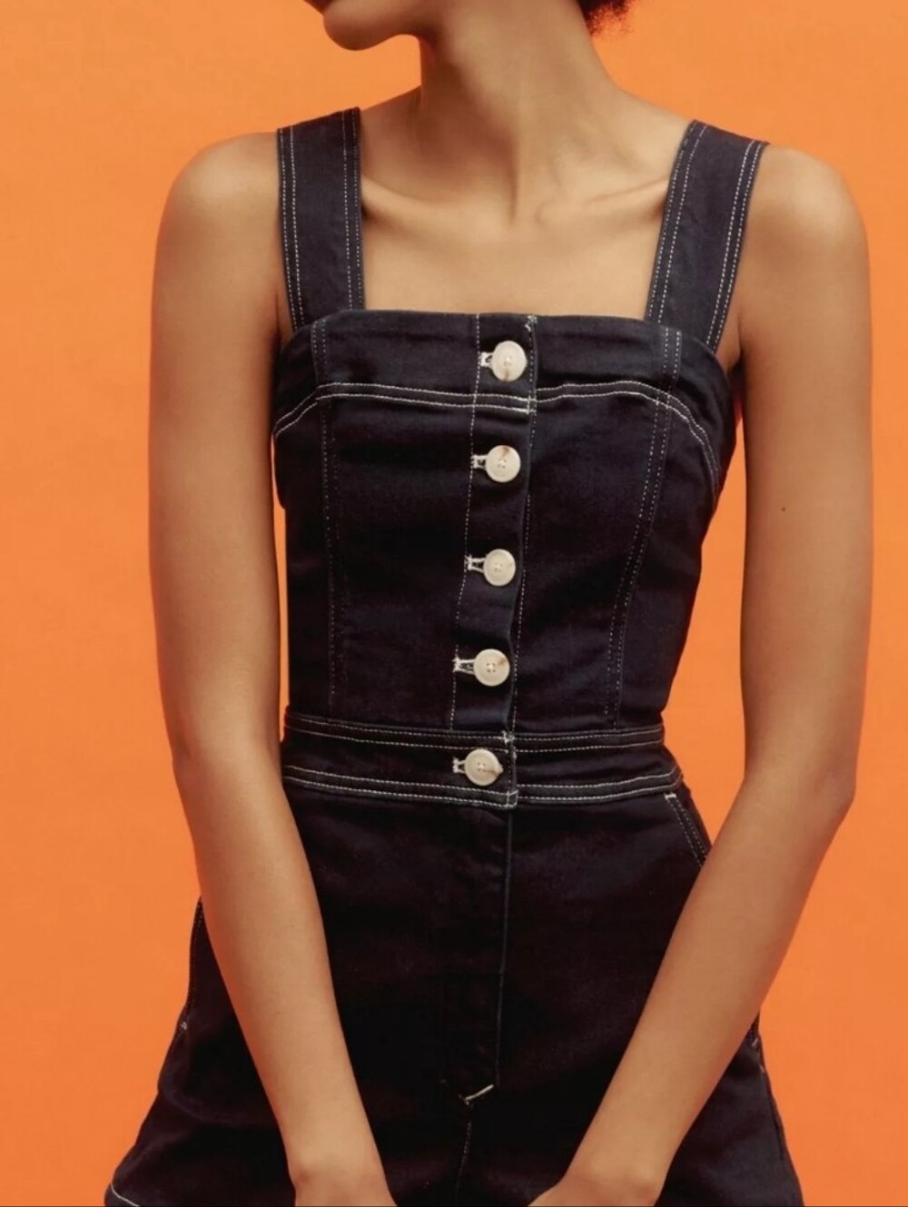 Maeve Women's Denim Button-Front Overall Jumpsuit Size Large (12) Wore Once